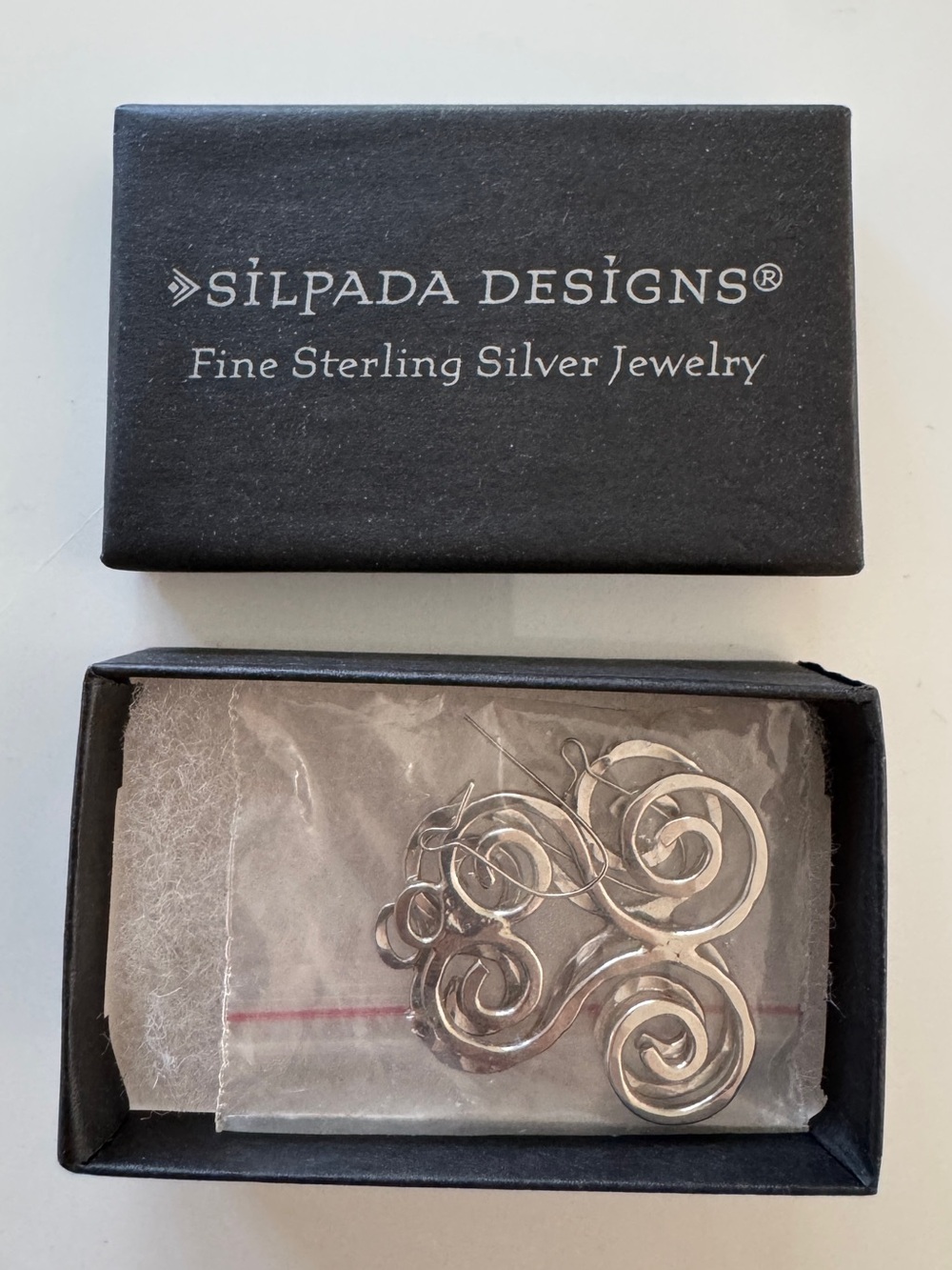 Silpada Silver Swirl Hoop Drop Earrings